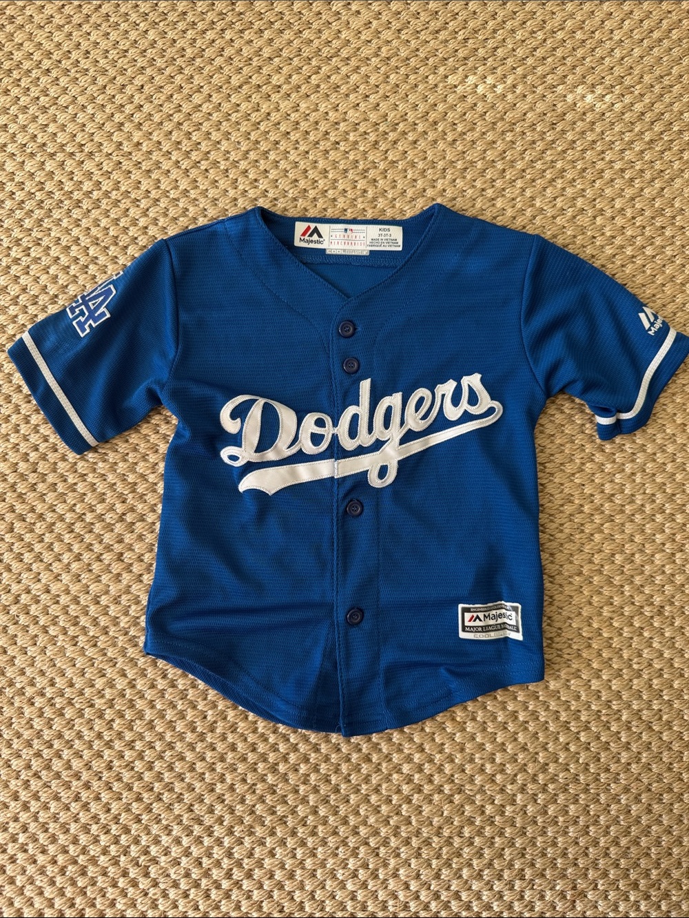 Majestic Dodgers Kids Blue Button-Front Team Jersey size 3 year